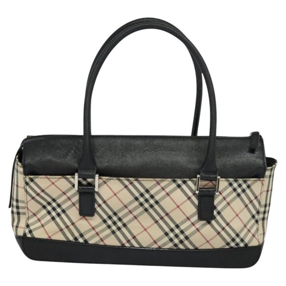 BURBERRY Nova Check Hand Bag Canvas Beige Black Auth - Picture 6 of 16
